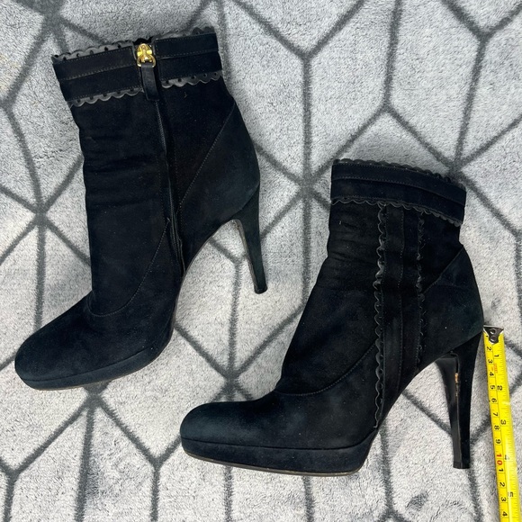 LK Bennett London Black Nikata Suede Leather Heeled Boots - Picture 5 of 11